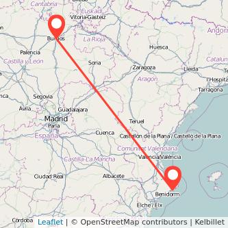 Mapa del viaje Burgos Calpe en bus