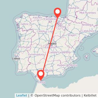 Mapa del viaje Bilbao Algeciras en bus