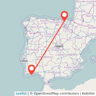 Mapa del viaje Bilbao Faro en bus
