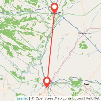 Mapa del viaje Benavente Zamora en bus