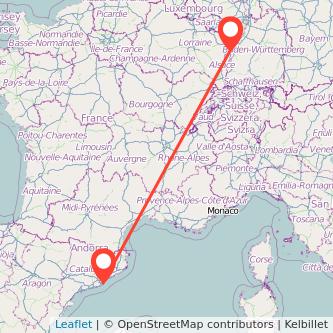 Barcelona Strasbourg train map