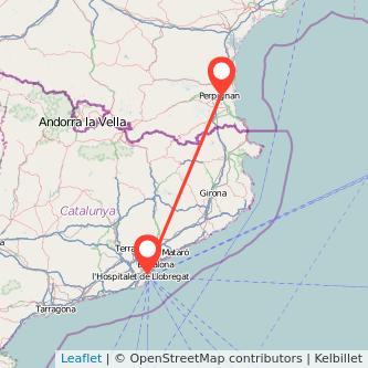 Mapa del viaje Barcelona Perpignan en tren