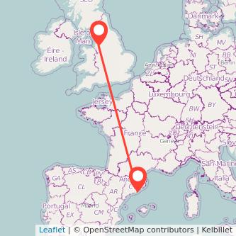 Barcelona Wigan train map