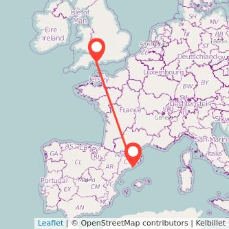 Barcelona Weymouth train map