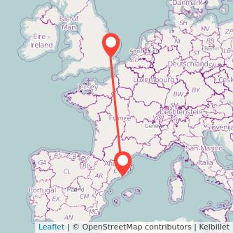 Barcelona Southend-on-Sea train map