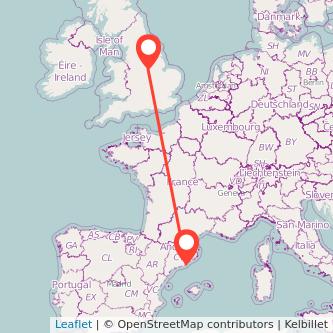 Barcelona Nottingham bus map