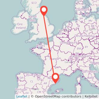 Barcelona Middlesbrough train map