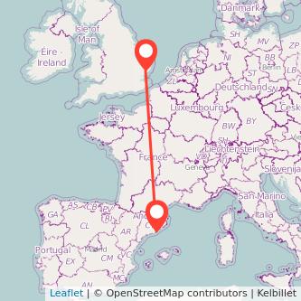 Barcelona Ipswich train map