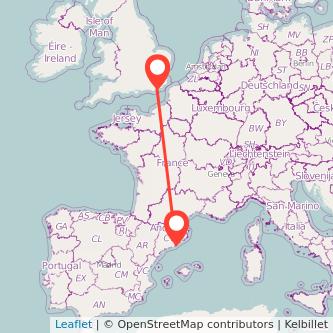 Barcelona Hastings train map