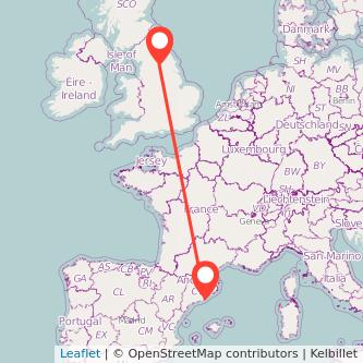 Barcelona Harrogate train map