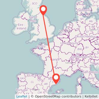 Barcelona Durham train map