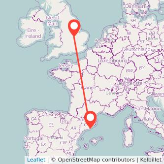 Barcelona Corby train map