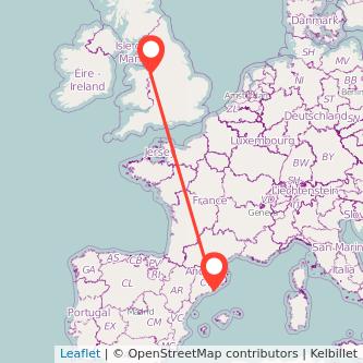 Barcelona Chester train map