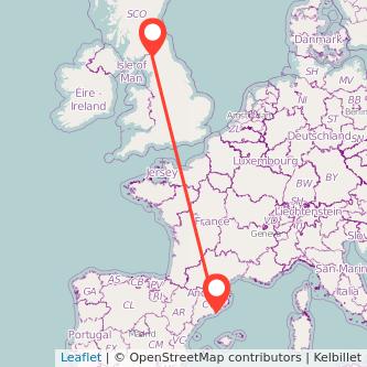 Barcelona Carlisle train map