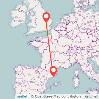 Barcelona Cambridge train map