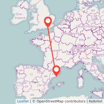 Barcelona Brighton train map