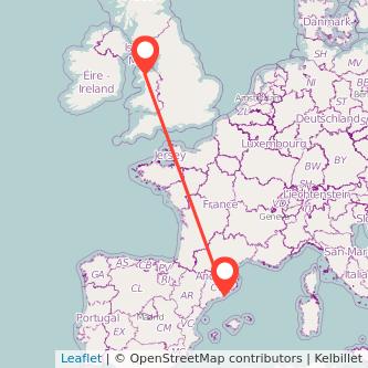 Barcelona Bangor train map