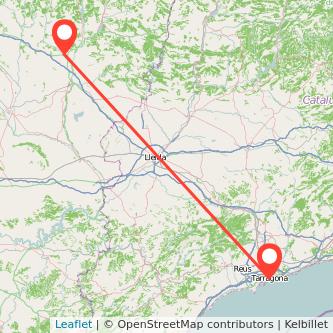 Mapa del viaje Barbastro Tarragona en bus