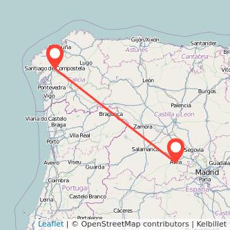 Mapa del viaje Ávila Santiago de Compostela en bus