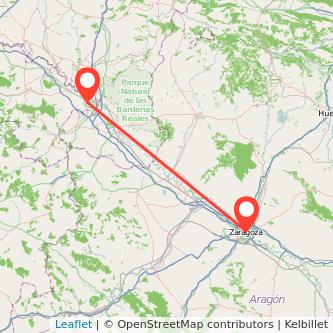 Mapa del viaje Alfaro Zaragoza en tren