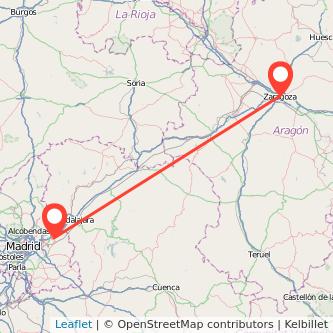 Mapa del viaje Alcalá de Henares Zaragoza en tren