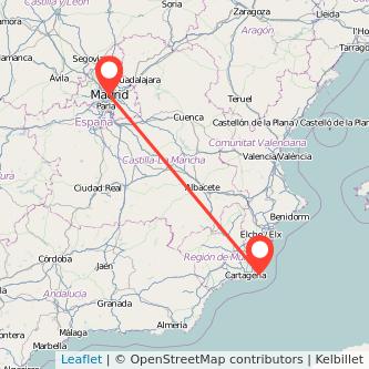 Mapa del viaje La Manga del Mar Menor Madrid en bus