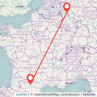 Toulouse Köln Mitfahrgelegenheit Karte