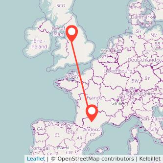 Toulouse Stoke-on-Trent train map