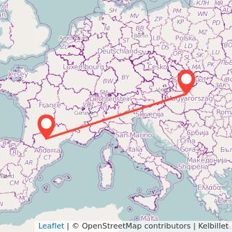 Toulouse Budapest train map