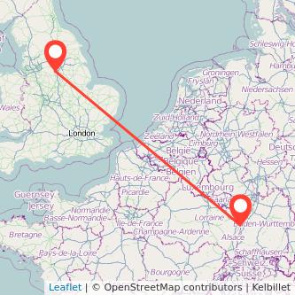 Strasbourg Sheffield train map