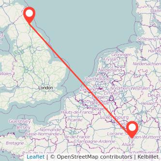 Strasbourg Newcastle upon Tyne bus map