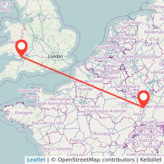 Strasbourg Cardiff bus map