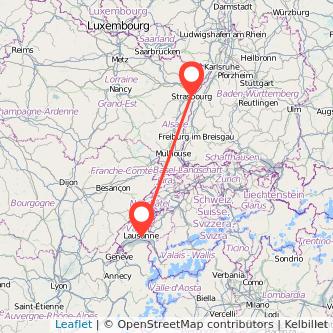 Straßburg Lausanne Bahn Karte