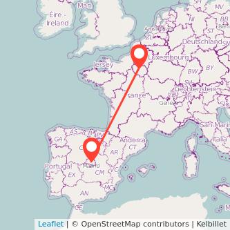 Paris Madrid train map