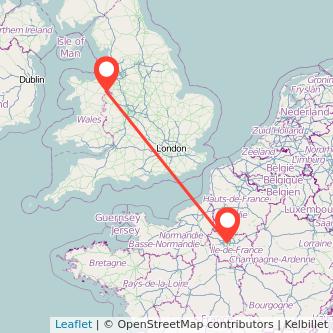 Paris Wrexham train map