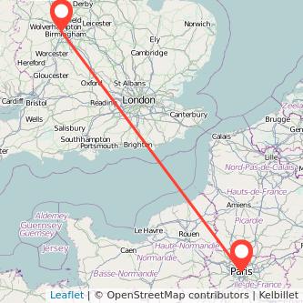 Paris West Bromwich train map