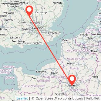 Paris Milton Keynes train map