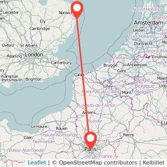 Paris Lowestoft train map