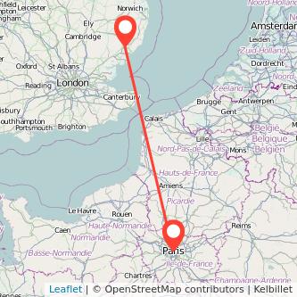Paris Ipswich train map