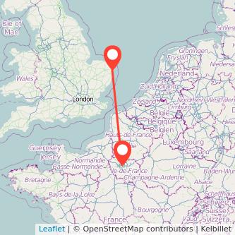 Paris Great Yarmouth train map