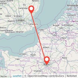 Paris Colchester train map