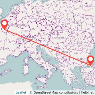 Paris Istanbul train map