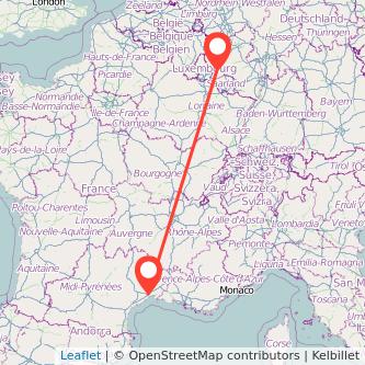 Montpellier Trier Mitfahrgelegenheit Karte