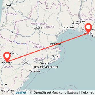 Marseille Zaragoza bus map