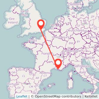 Marseille Tonbridge train map