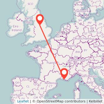 Marseille Sheffield train map