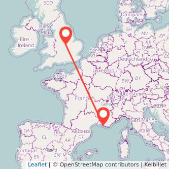 Marseille Leicester train map