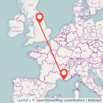 Marseille Leeds train map