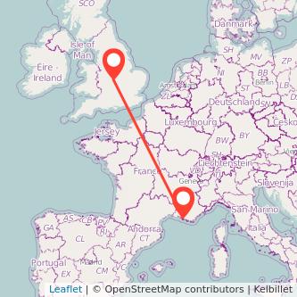 Marseille Coventry train map