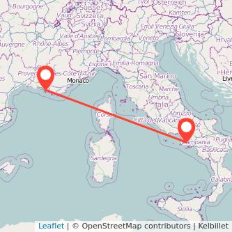 Marseille Naples train map